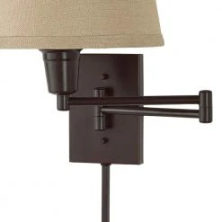 Ellsworth 1-Light Oil Rubbed Bronze Swing Arm Plug-In Wall Lamp with Fabric Shade by Hampton Bay -Hampton Bay Sales oil rubbed bronze hampton bay wall lamps hdp30115 44 1000
