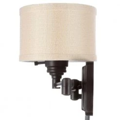 Brookhaven 1-Light Bronze Swing Arm Sconce with Fabric Shade and 6 ft. Cord by Hampton Bay -Hampton Bay Sales oil rubbed bronze hampton bay wall sconces ew0780obr 31 1000