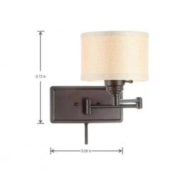 Brookhaven 1-Light Bronze Swing Arm Sconce with Fabric Shade and 6 ft. Cord by Hampton Bay -Hampton Bay Sales oil rubbed bronze hampton bay wall sconces ew0780obr 40 1000