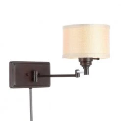 Brookhaven 1-Light Bronze Swing Arm Sconce with Fabric Shade and 6 ft. Cord by Hampton Bay -Hampton Bay Sales oil rubbed bronze hampton bay wall sconces ew0780obr 77 1000