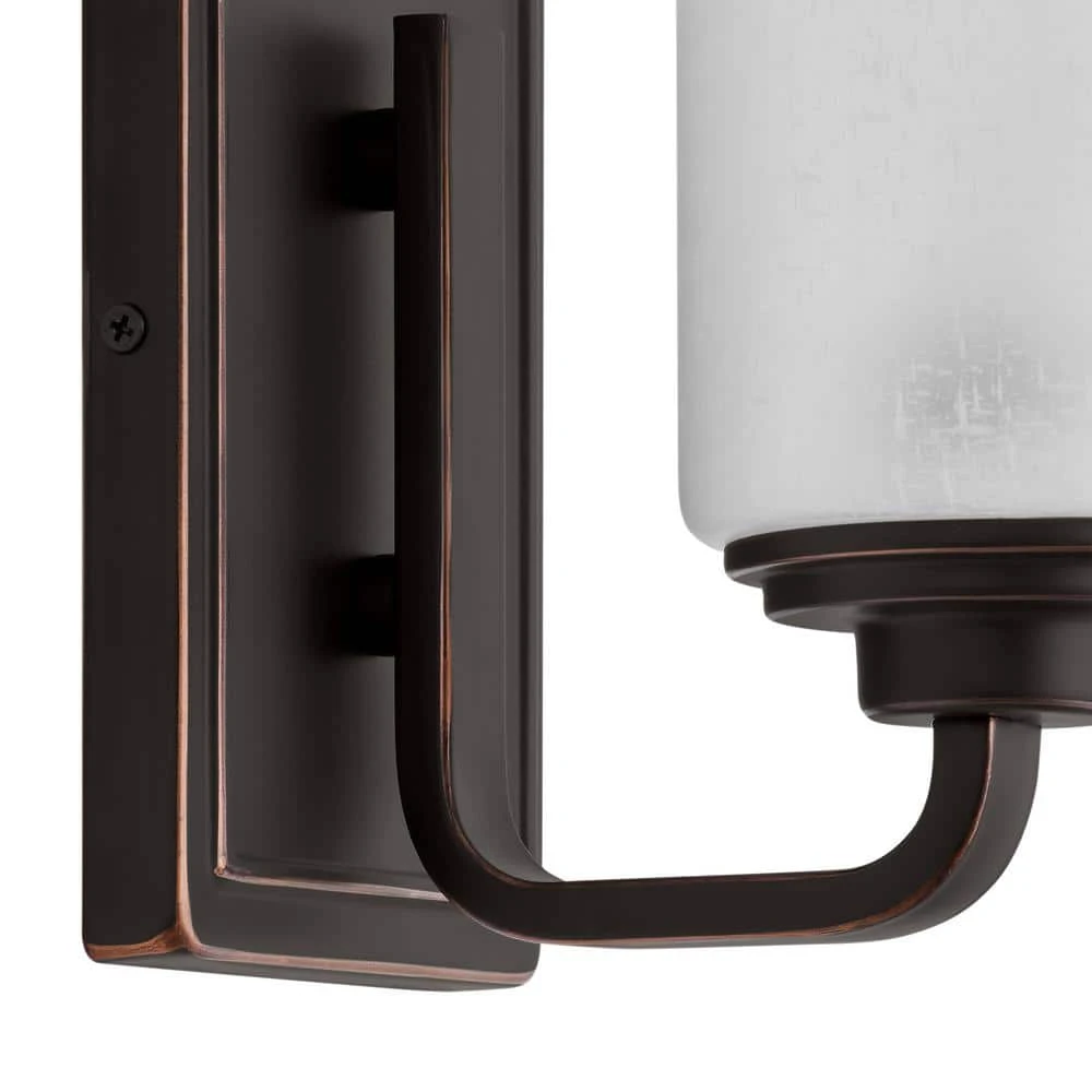 Hartford Lake 7.28 in. 1-Light Oil Rubbed Bronze Indoor Wall Sconce with Linen Glass Shade, Rustic Farmhouse Wall Light by Hampton Bay 3 Hartford Lake 7.28 in. 1-Light Oil Rubbed Bronze Indoor Wall Sconce with Linen Glass Shade, Rustic Farmhouse Wall Light by Hampton Bay - Image 3