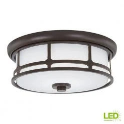 Portland Court 14 in. 1-Light Oil Rubbed Bronze with Gold Highlights LED Flush Mount by Hampton Bay -Hampton Bay Sales oil rubbed bronze with gold highlights hampton bay flush mount lights 23984 77 1000