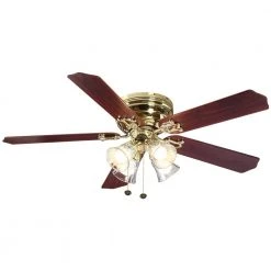 Carriage House 52 in. Indoor LED Polished Brass Ceiling Fan with Light Kit, Reversible Motor and Reversible Blades by Hampton Bay -Hampton Bay Sales polished brass hampton bay ceiling fans with lights 46008 1d 1000