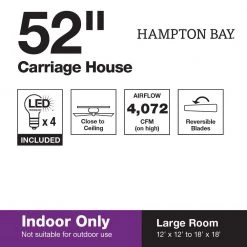 Carriage House 52 in. Indoor LED Polished Brass Ceiling Fan with Light Kit, Reversible Motor and Reversible Blades by Hampton Bay -Hampton Bay Sales polished brass hampton bay ceiling fans with lights 46008 1f 1000