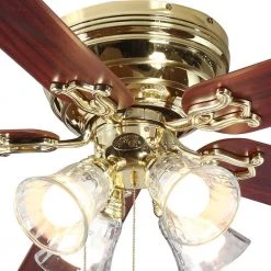 Carriage House 52 in. Indoor LED Polished Brass Ceiling Fan with Light Kit, Reversible Motor and Reversible Blades by Hampton Bay -Hampton Bay Sales polished brass hampton bay ceiling fans with lights 46008 44 1000