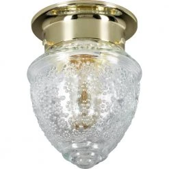 1-Light Polished Brass Flush Mount Light with Acorn Shaped Glass Shade by Hampton Bay 12 1-Light Polished Brass Flush Mount Light with Acorn Shaped Glass Shade by Hampton Bay -Hampton Bay Sales polished brass hampton bay flush mount lights jo201h 40 1000