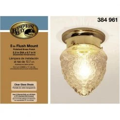 1-Light Polished Brass Flush Mount Light with Acorn Shaped Glass Shade by Hampton Bay 15 1-Light Polished Brass Flush Mount Light with Acorn Shaped Glass Shade by Hampton Bay -Hampton Bay Sales polished brass hampton bay flush mount lights jo201h 4f 1000