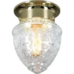 1-Light Polished Brass Flush Mount Light with Acorn Shaped Glass Shade by Hampton Bay 18 1-Light Polished Brass Flush Mount Light with Acorn Shaped Glass Shade by Hampton Bay -Hampton Bay Sales polished brass hampton bay flush mount lights jo201h fa 1000