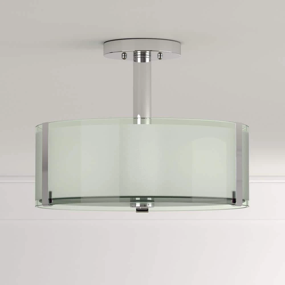 Bourland 14 in. 3-Light Polished Chrome Semi-Flush Mount Kitchen Ceiling Light Fixture by Hampton Bay 5 Bourland 14 in. 3-Light Polished Chrome Semi-Flush Mount Kitchen Ceiling Light Fixture by Hampton Bay - Image 5
