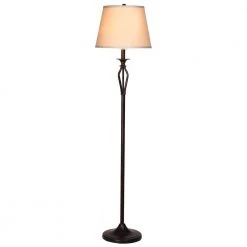 Rhodes 58.50 in. Bronze Floor Lamp with Natural Linen Shade by Hampton Bay