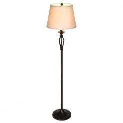 Rhodes 58.50 in. Bronze Floor Lamp with Natural Linen Shade by Hampton Bay -Hampton Bay Sales rhodes bronze hampton bay floor lamps hd09999frbrzc c3 1000