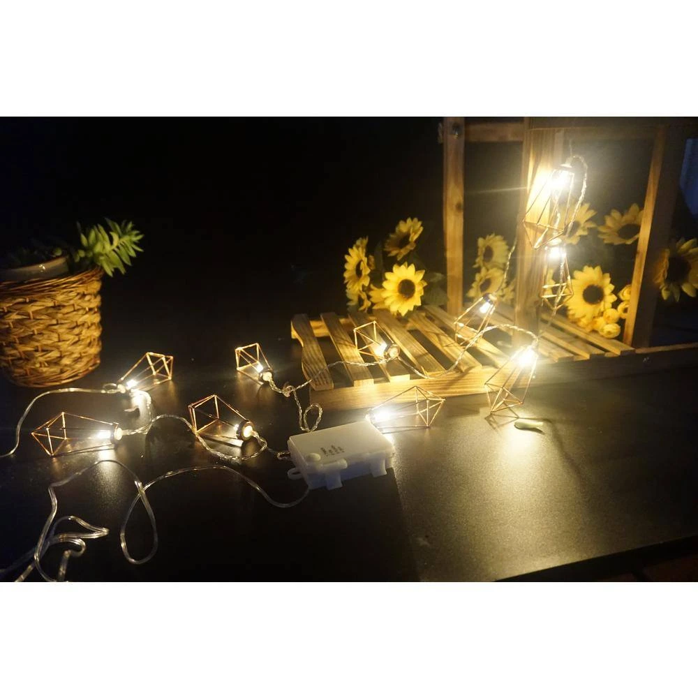 12 ft. 10-Light Battery Operated Metal Indoor Integrated LED String Lights by Hampton Bay 2 12 ft. 10-Light Battery Operated Metal Indoor Integrated LED String Lights by Hampton Bay - Image 2