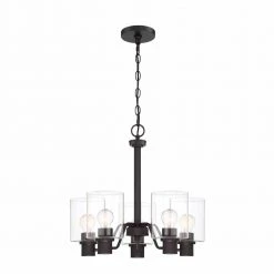 Castleford 5-Light Satin Bronze Chandelier with Clear Glass Shades by Hampton Bay