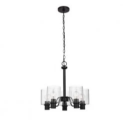 Castleford 5-Light Satin Bronze Chandelier with Clear Glass Shades by Hampton Bay -Hampton Bay Sales satin bronze hampton bay chandeliers hb2588 34 66 1000