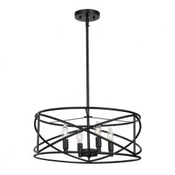 Hastings 4-Light Satin Bronze Industrial Caged Drum Chandelier by Hampton Bay -Hampton Bay Sales satin bronze hampton bay chandeliers hb2591 34 66 1000