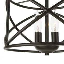 Hastings 4-Light Satin Bronze Industrial Caged Drum Chandelier by Hampton Bay -Hampton Bay Sales satin bronze hampton bay chandeliers hb2591 34 a0 1000