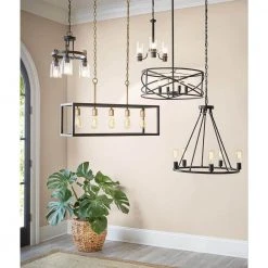 Hastings 4-Light Satin Bronze Industrial Caged Drum Chandelier by Hampton Bay -Hampton Bay Sales satin bronze hampton bay chandeliers hb2591 34 d4 1000