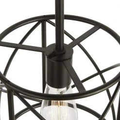 Hastings 1-Light Satin Bronze Industrial Caged Drum Kitchen Hanging Pendant Light by Hampton Bay -Hampton Bay Sales satin bronze hampton bay chandeliers hb2592 34 a0 1000