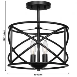 Hastings 13.5 in. 2-Light Satin Bronze Industrial Caged Drum Ceiling Semi Flush Mount Light by Hampton Bay 9 Hastings 13.5 in. 2-Light Satin Bronze Industrial Caged Drum Ceiling Semi Flush Mount Light by Hampton Bay -Hampton Bay Sales satin bronze hampton bay flush mount lights hb2590 34 40 1000