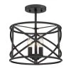 Hastings 13.5 in. 2-Light Satin Bronze Industrial Caged Drum Ceiling Semi Flush Mount Light by Hampton Bay
