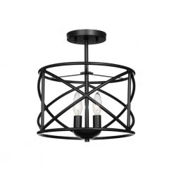 Hastings 13.5 in. 2-Light Satin Bronze Industrial Caged Drum Ceiling Semi Flush Mount Light by Hampton Bay 12 Hastings 13.5 in. 2-Light Satin Bronze Industrial Caged Drum Ceiling Semi Flush Mount Light by Hampton Bay -Hampton Bay Sales satin bronze hampton bay flush mount lights hb2590 34 66 1000