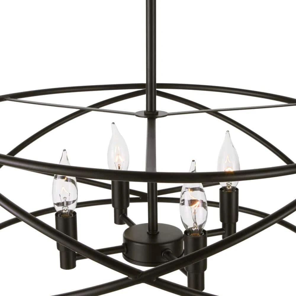 Hastings 13.5 in. 2-Light Satin Bronze Industrial Caged Drum Ceiling Semi Flush Mount Light by Hampton Bay 4 Hastings 13.5 in. 2-Light Satin Bronze Industrial Caged Drum Ceiling Semi Flush Mount Light by Hampton Bay - Image 4