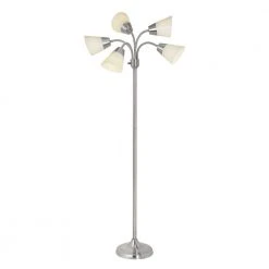 66 in. Satin Nickel Floor Lamp with 5 Plastic Bell Shades by Hampton Bay