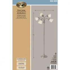 66 in. Satin Nickel Floor Lamp with 5 Plastic Bell Shades by Hampton Bay -Hampton Bay Sales satin nickel hampton bay floor lamps 524505 66 1000