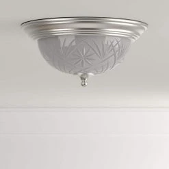 Kilbourne 13 in. 2-Light Satin Nickel Flush Mount with Clear Glass Shade by Hampton Bay -Hampton Bay Sales satin nickel hampton bay flush mount lights rs190301 40 1000