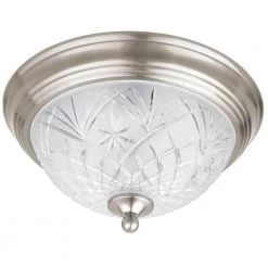 Kilbourne 13 in. 2-Light Satin Nickel Flush Mount with Clear Glass Shade by Hampton Bay