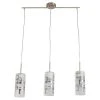 3-Light Brushed Nickel Ceiling Mini Pendant with Modern Pattern Etched White Glass Shades by Hampton Bay