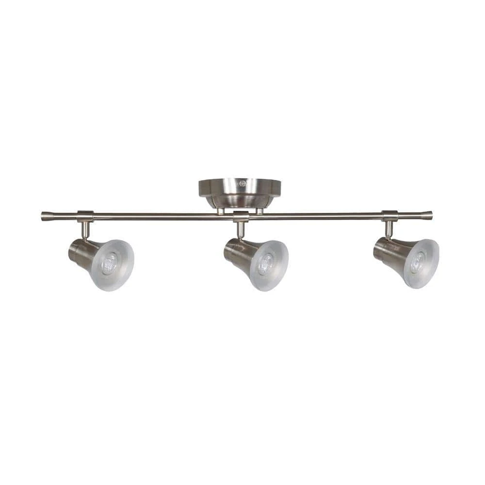 Solo 2 ft. 3-Light Satin Nickel LED Fixed Track with 400 LM/Head 1000027276 by Hampton Bay 1 Solo 2 ft. 3-Light Satin Nickel LED Fixed Track with 400 LM/Head 1000027276 by Hampton Bay
