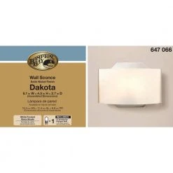 Dakota 1-Light Satin Nickel Sconce with Frosted Glass Shade by Hampton Bay -Hampton Bay Sales satin nickel hampton bay wall sconces sc 1dak hbu 1f 1000