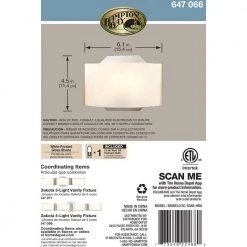 Dakota 1-Light Satin Nickel Sconce with Frosted Glass Shade by Hampton Bay -Hampton Bay Sales satin nickel hampton bay wall sconces sc 1dak hbu 44 1000