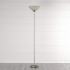 71 in. Satin Steel Floor Lamp with Frosted White Shade by Hampton Bay -Hampton Bay Sales satin steel hampton bay floor lamps hw f1960s st 31 1000
