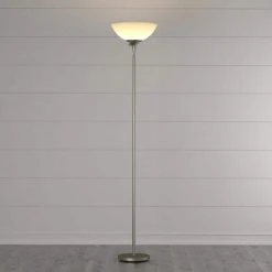 71 in. Satin Steel Floor Lamp with Frosted White Shade by Hampton Bay -Hampton Bay Sales satin steel hampton bay floor lamps hw f1960s st d4 1000