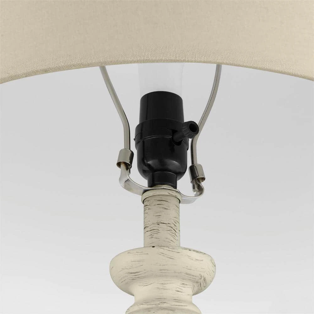 Witherby 61 in. Shabby White Floor Lamp with Gray Lamp Shade by Hampton Bay 5 Witherby 61 in. Shabby White Floor Lamp with Gray Lamp Shade by Hampton Bay - Image 5