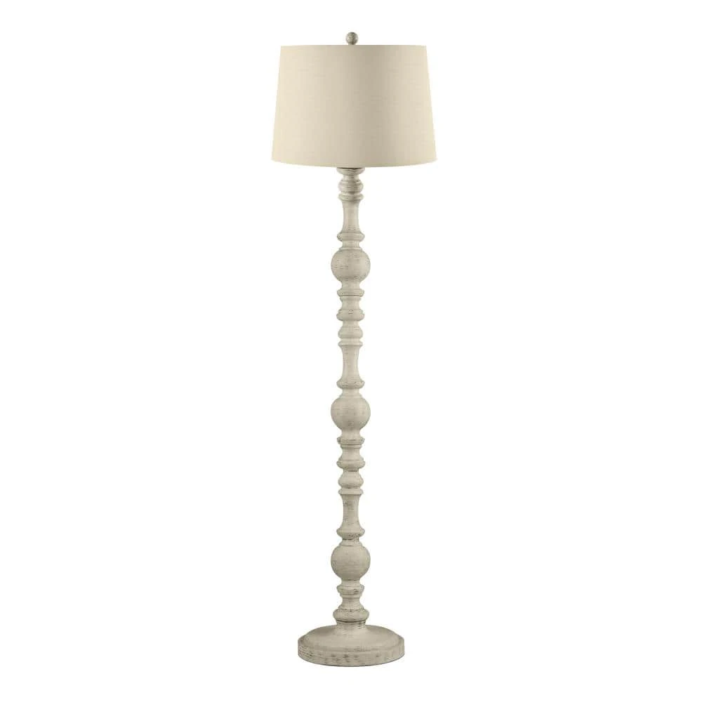 Witherby 61 in. Shabby White Floor Lamp with Gray Lamp Shade by Hampton Bay 1 Witherby 61 in. Shabby White Floor Lamp with Gray Lamp Shade by Hampton Bay