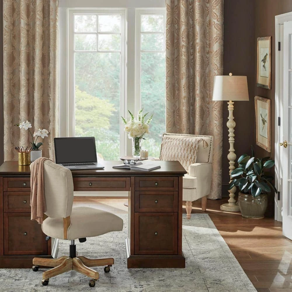 Witherby 61 in. Shabby White Floor Lamp with Gray Lamp Shade by Hampton Bay 6 Witherby 61 in. Shabby White Floor Lamp with Gray Lamp Shade by Hampton Bay - Image 6