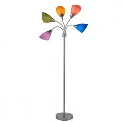 67 in. Silver 5-Arm Floor Lamp with Multi Color Shade by Hampton Bay