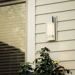 Caroline Modern 1-Light Silver LED Outdoor Wall Lantern Sconce with Silver Strap and Seeded Glass (1-Pack) by Hampton Bay -Hampton Bay Sales silver hampton bay outdoor sconces hdp98270ss c3 1000