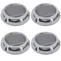 Solar 15 Lumens Silver Integrated LED Path Light with Textured Lens (4-Pack); Weather/Rust Resistant by Hampton Bay