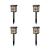 Solar Textured Black LED Path Light with Silver Accent and Lonestar Design (4-Pack) by Hampton Bay