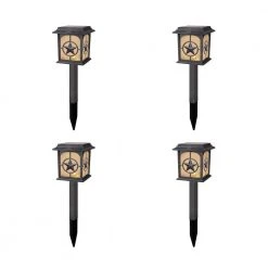 Solar Textured Black LED Path Light with Silver Accent and Lonestar Design (4-Pack) by Hampton Bay