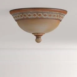 Berlini 13 in. 2-Light Tuscan Patina Flush Mount with Marble Glass Shade by Hampton Bay -Hampton Bay Sales tuscan patina hampton bay flush mount lights 18049 40 1000