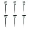 Oakleigh 16 Lumens Solar 2-Tone Black and Grey LED Landscape Pathway Light Set with Vintage Bulb (6-Pack) by Hampton Bay
