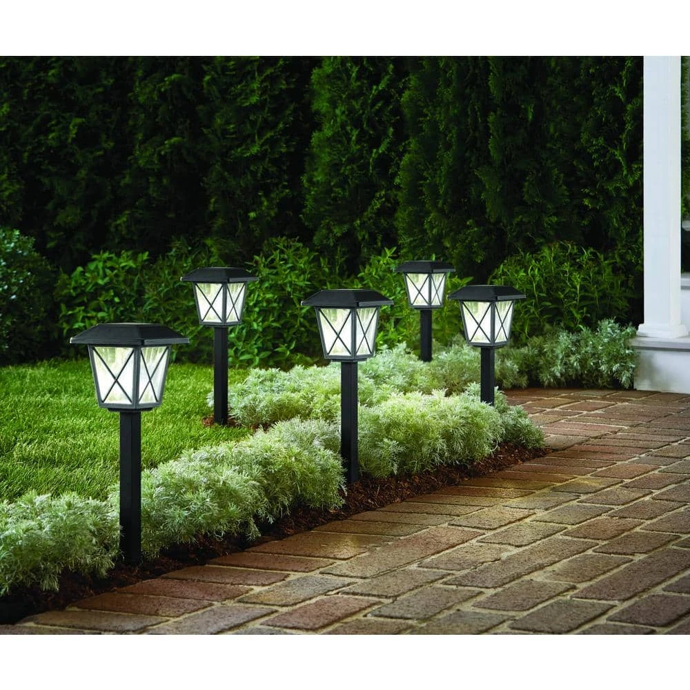 Oakleigh 16 Lumens Solar 2-Tone Black and Grey LED Landscape Pathway Light Set with Vintage Bulb (6-Pack) by Hampton Bay 2 Oakleigh 16 Lumens Solar 2-Tone Black and Grey LED Landscape Pathway Light Set with Vintage Bulb (6-Pack) by Hampton Bay - Image 2