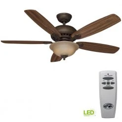 Southwind 52 in. Indoor LED Venetian Bronze Ceiling Fan with 5 Reversible Blades, Light Kit, Downrod and Remote Control by Hampton Bay -Hampton Bay Sales venetian bronze hampton bay ceiling fans with lights 52371 40 1000