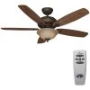Southwind 52 in. Indoor LED Venetian Bronze Ceiling Fan with 5 Reversible Blades, Light Kit, Downrod and Remote Control by Hampton Bay