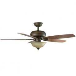Southwind 52 in. Indoor LED Venetian Bronze Ceiling Fan with 5 Reversible Blades, Light Kit, Downrod and Remote Control by Hampton Bay -Hampton Bay Sales venetian bronze hampton bay ceiling fans with lights 52371 77 1000